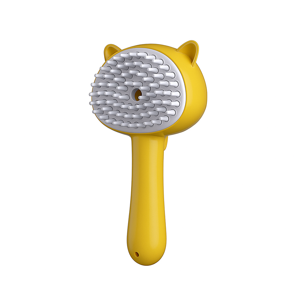 Yellow Self cleaning cat brush